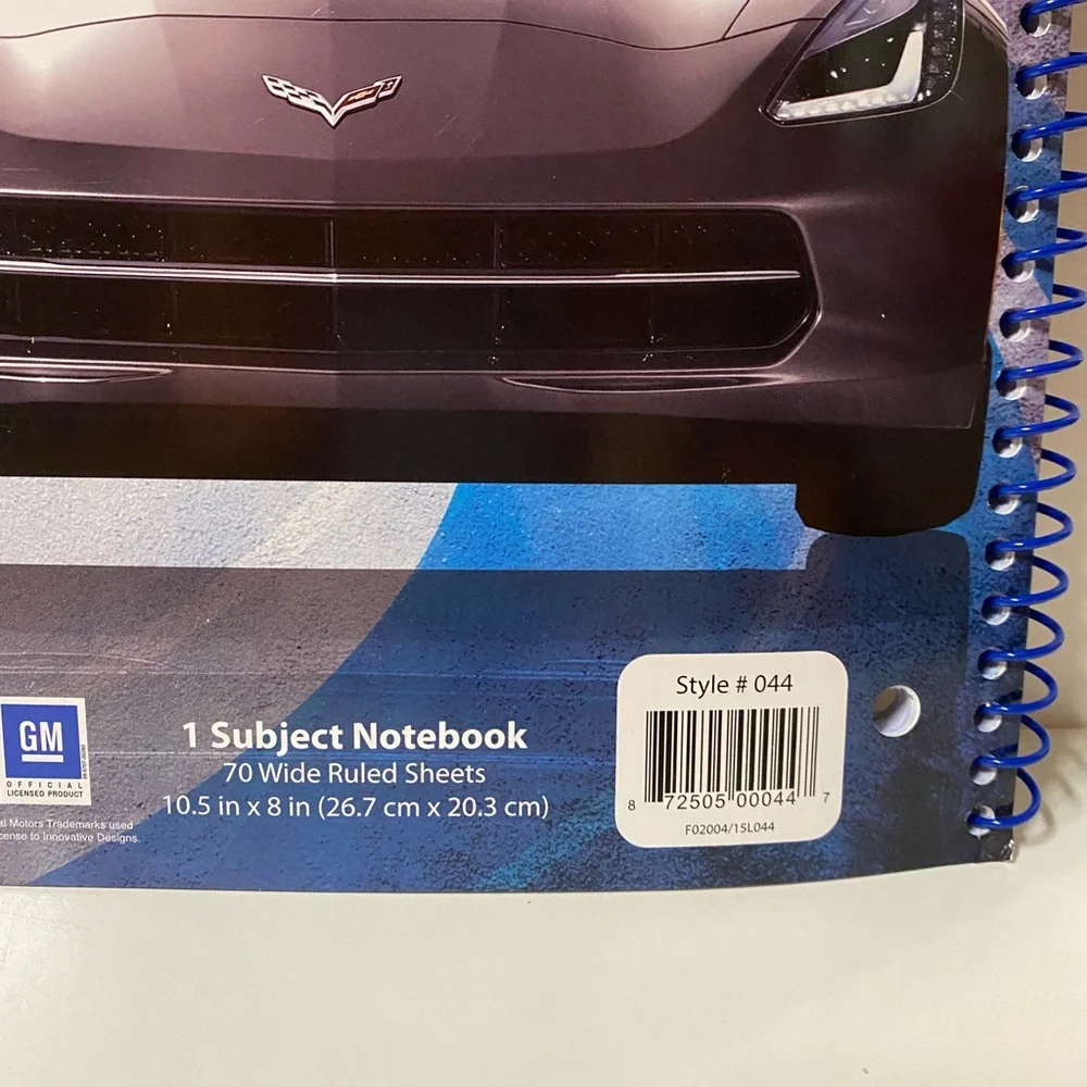 Corvette Notebook Bundle Of 3 Grey Yellow Spiral General Motors School Supplies